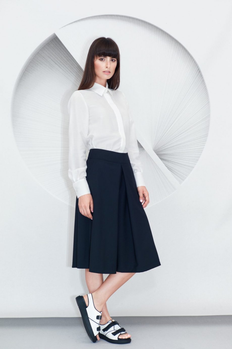 Pleated Culottes Minimalist Shirt