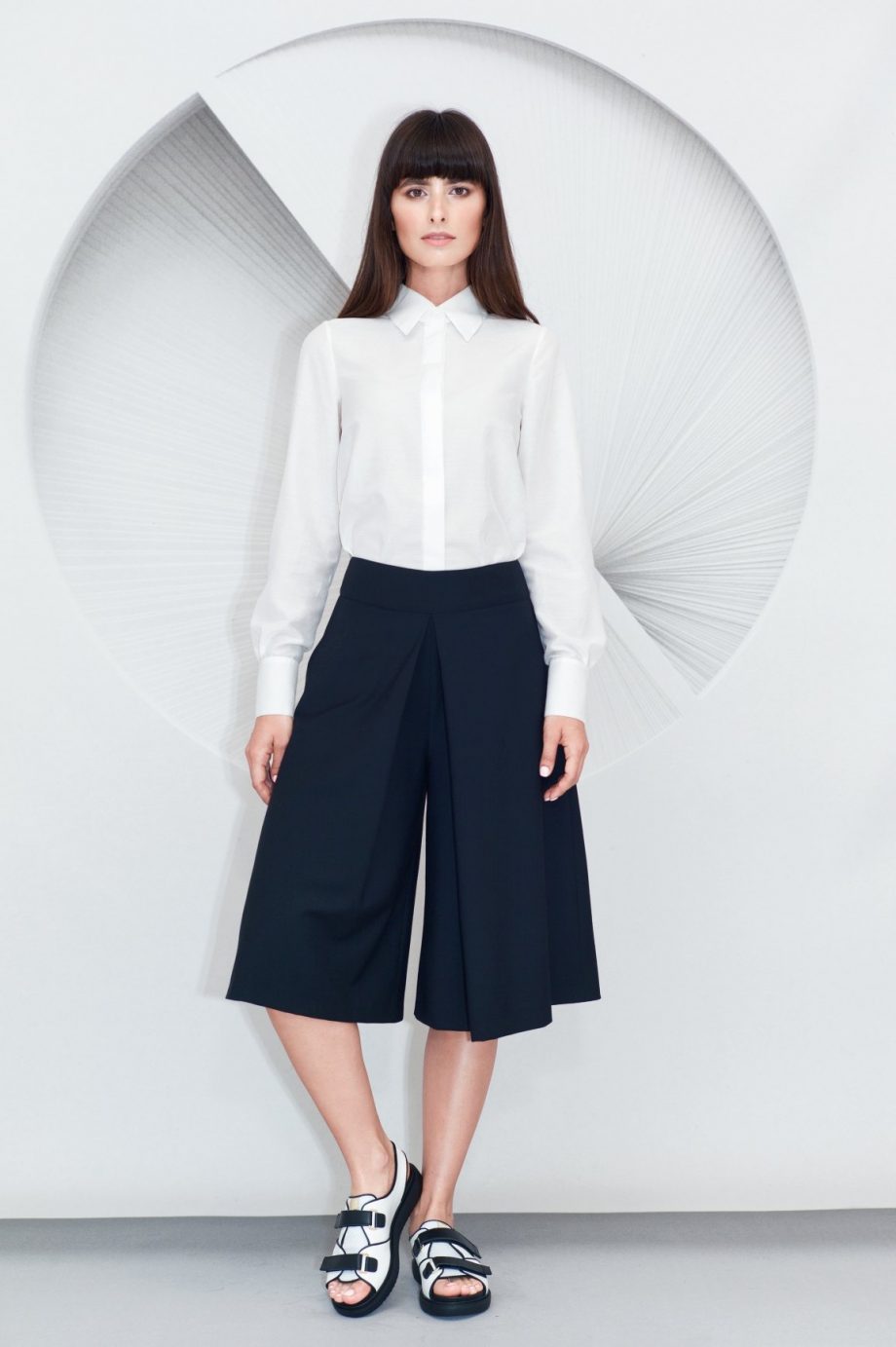 Pleated Culottes Minimalist Shirt