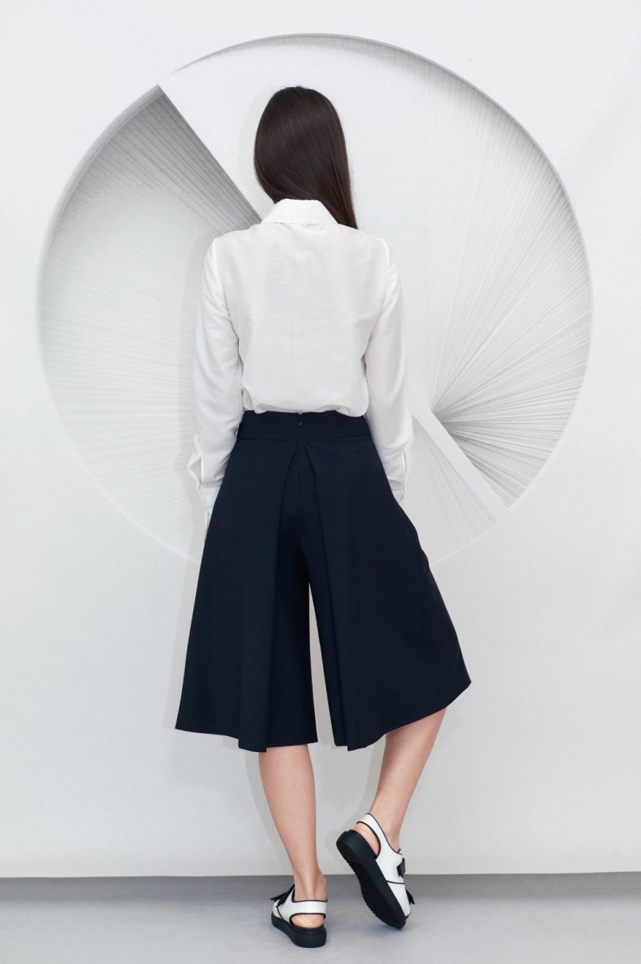 Pleated Culottes Minimalist Shirt