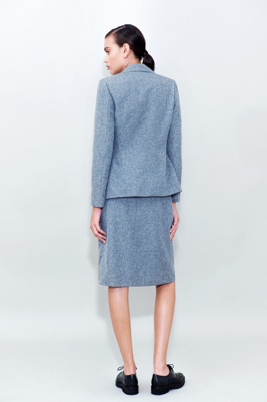 Basic Grey Blazer Grey Midi Pleated Skirt