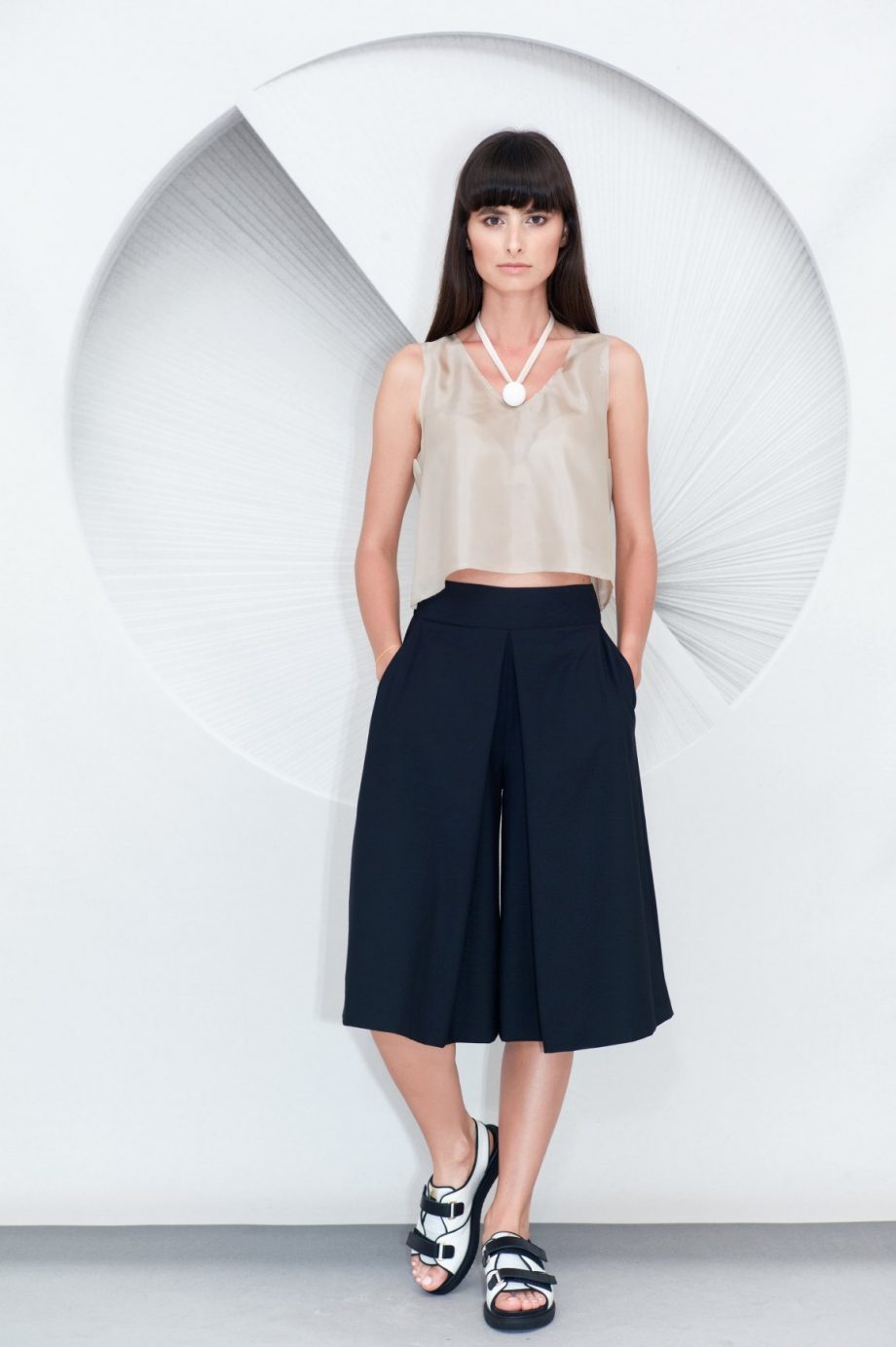 Pleated Culottes Mini Silk Top