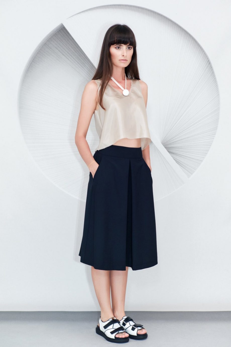 Pleated Culottes Mini Silk Top