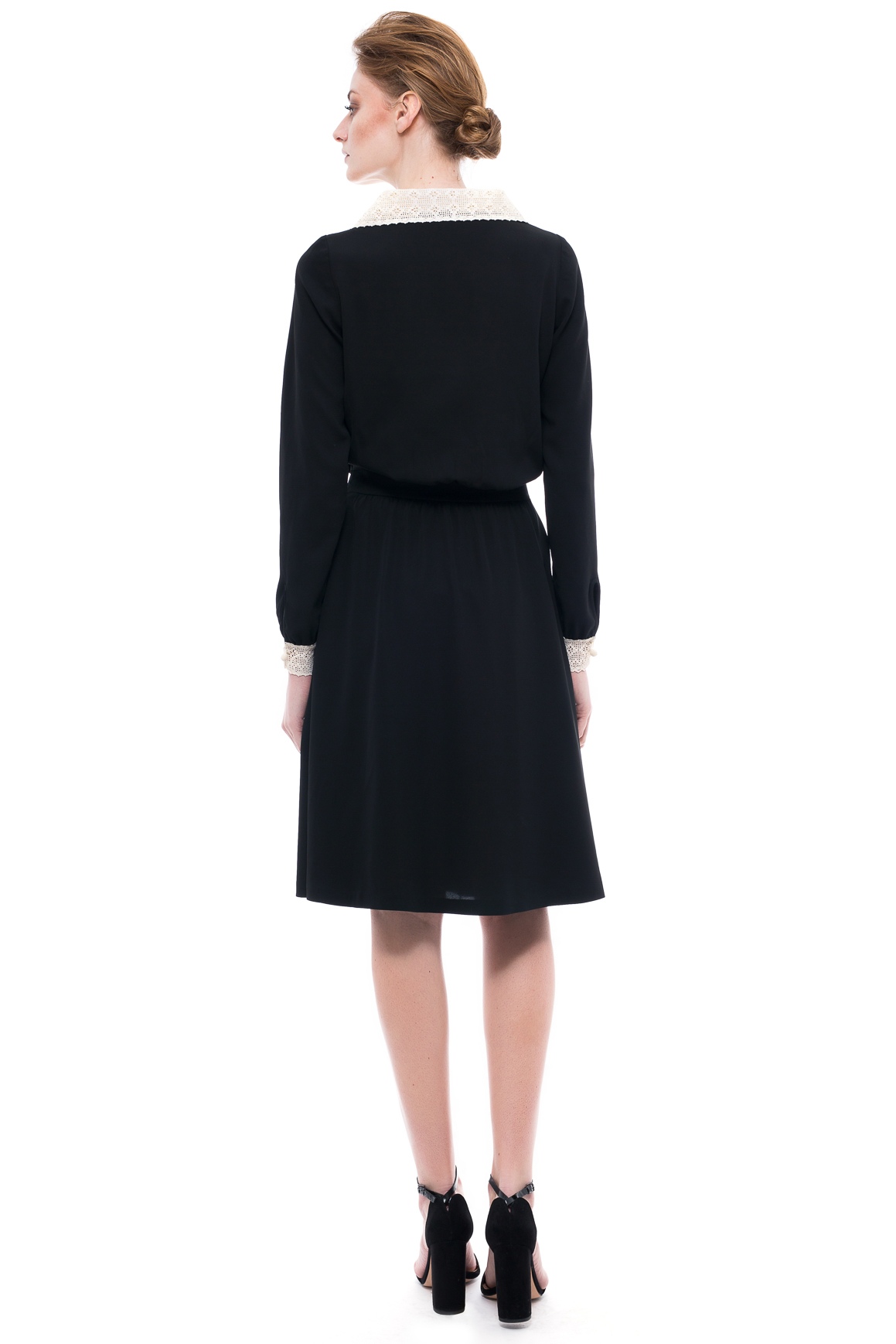 Crochet Collar Silk Dress