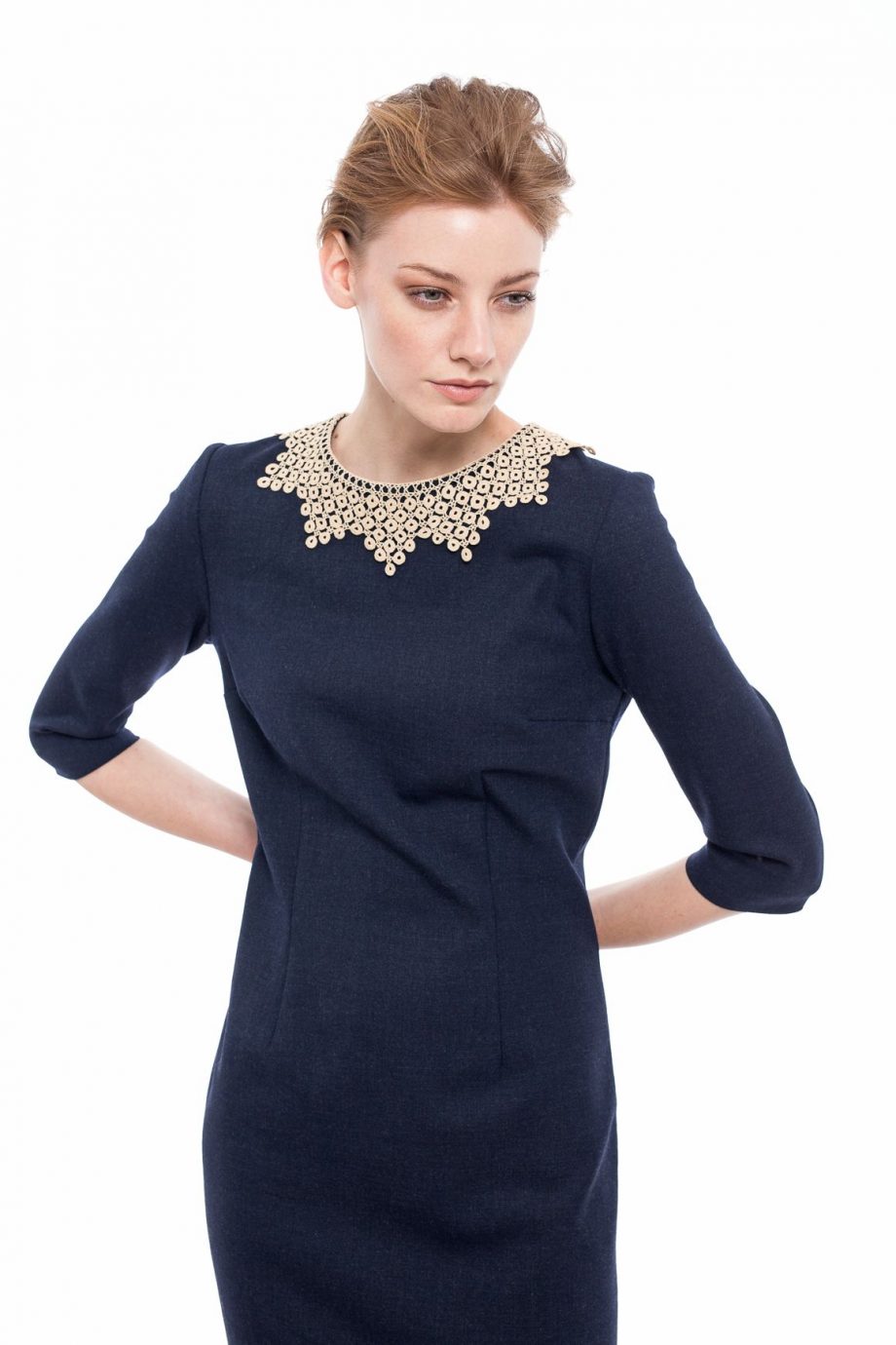 Crochet Collar Midi Dress