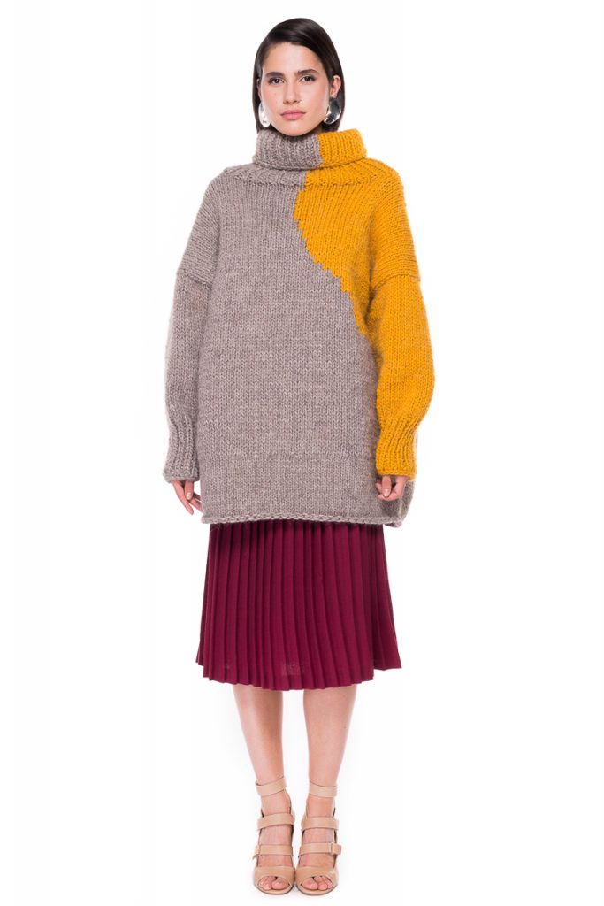 Two Tone Hand Knitted Sweater - chemistry-studio