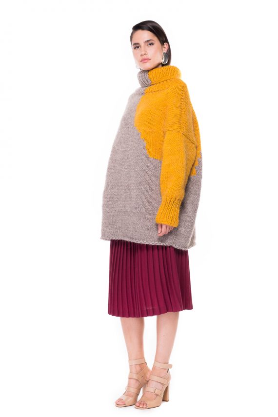 Two Tone Hand Knitted Sweater