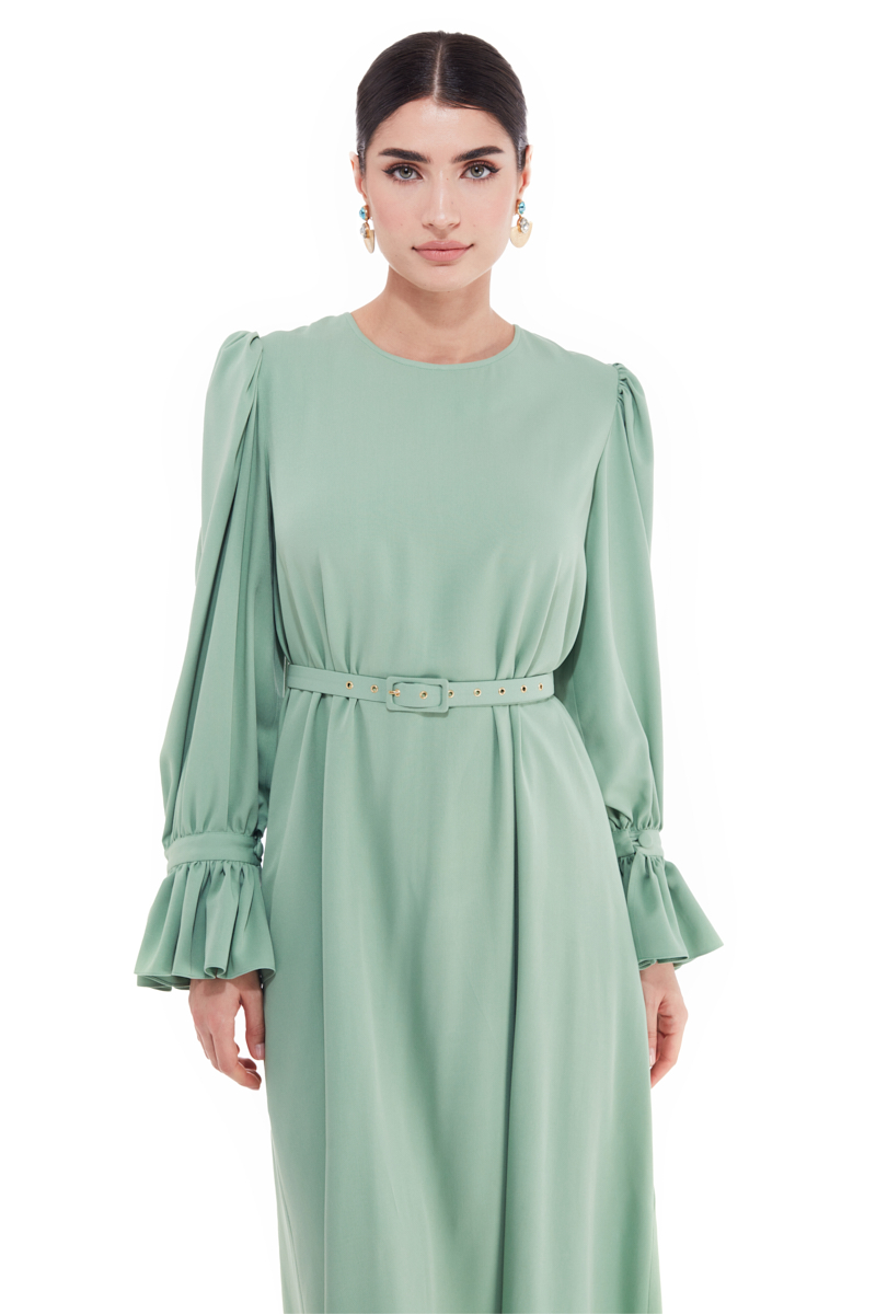 Angelica Puff Sleeve Viscose Dress