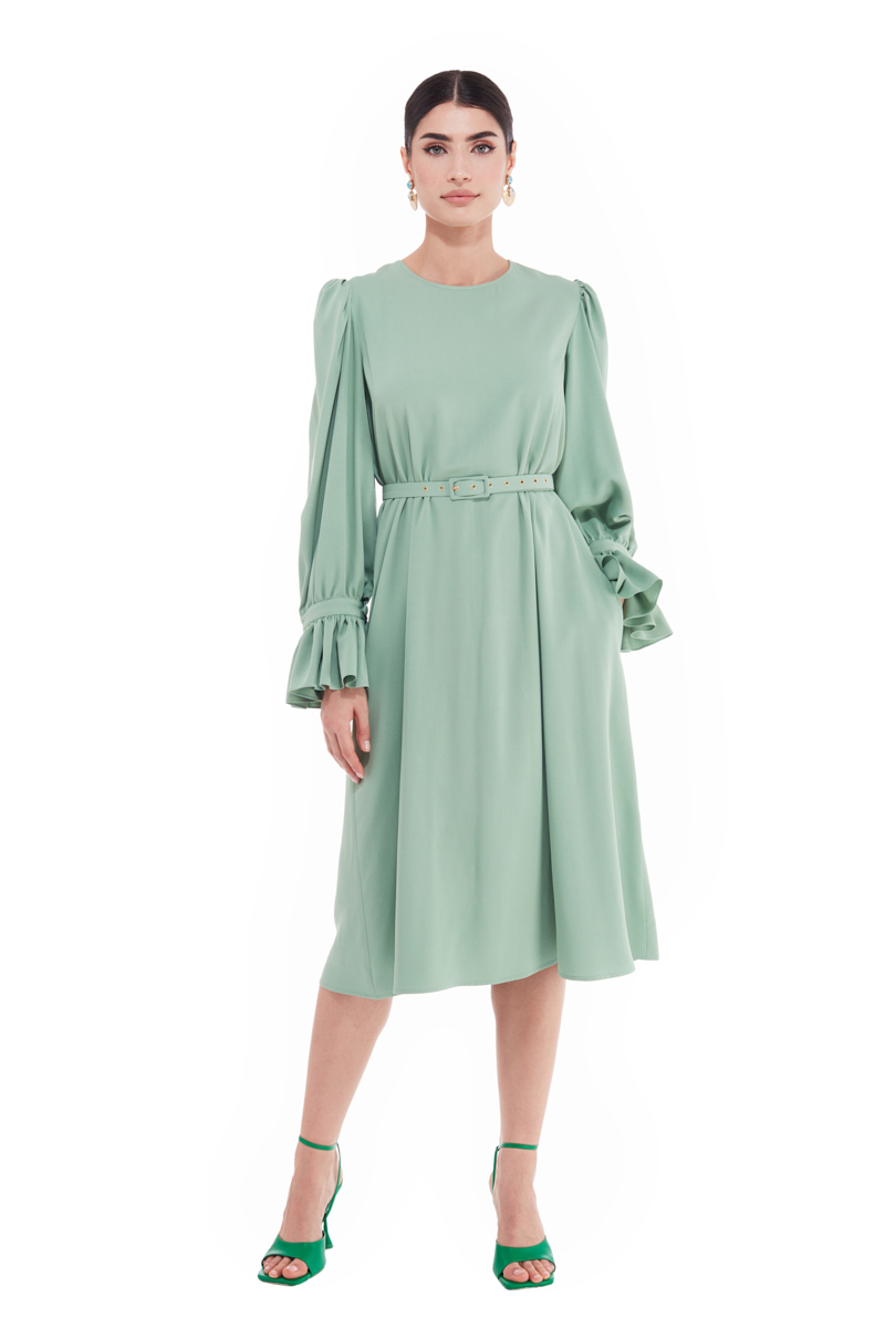 Angelica Puff Sleeve Viscose Dress