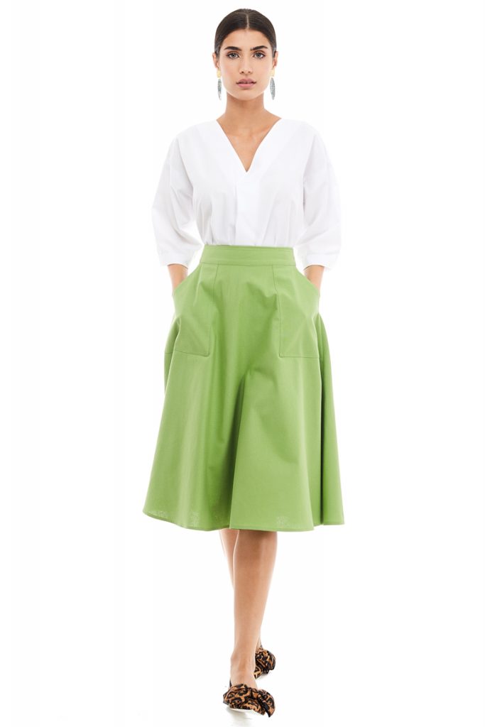 Applied Pockets Cotton Midi Skirt chemistrystudio