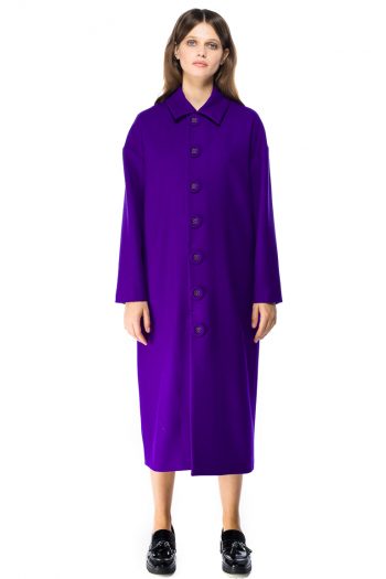 Button Detailed Oversized Wool Coat