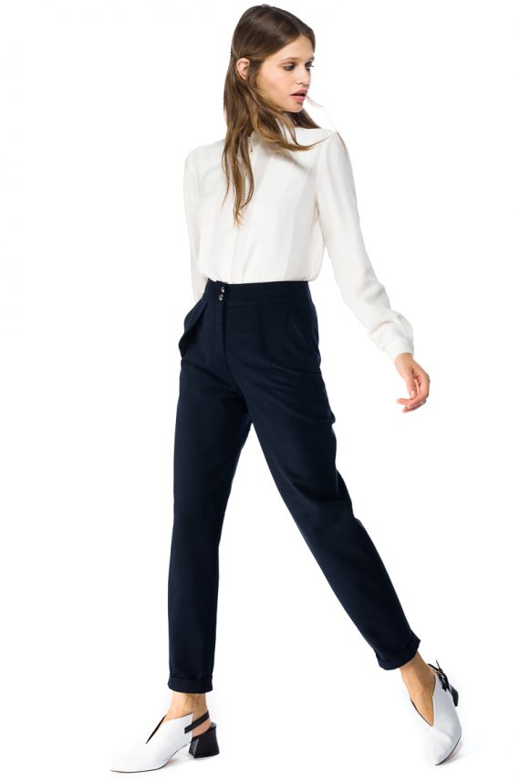 Cropped Cotton Tapered Pants - side