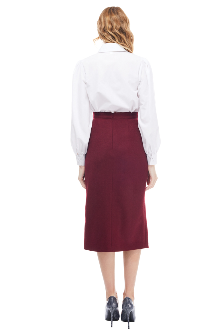 Eugenie Wrap-Effect Wool Skirt Back