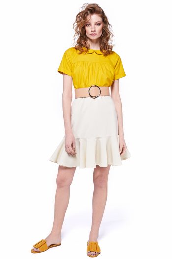 Ruffled Wool Mini Skirt