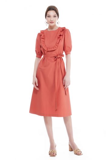 Ginger Belted Cotton Midi Dress