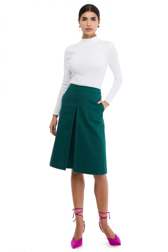 Inverted Box Pleat Midi Skirt