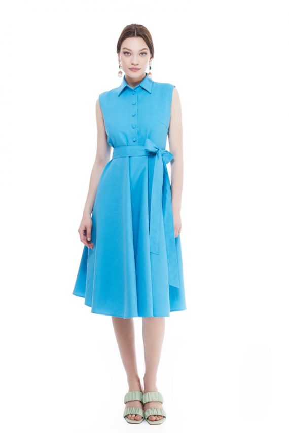 Lauren Sleeveless Cotton Midi Dress