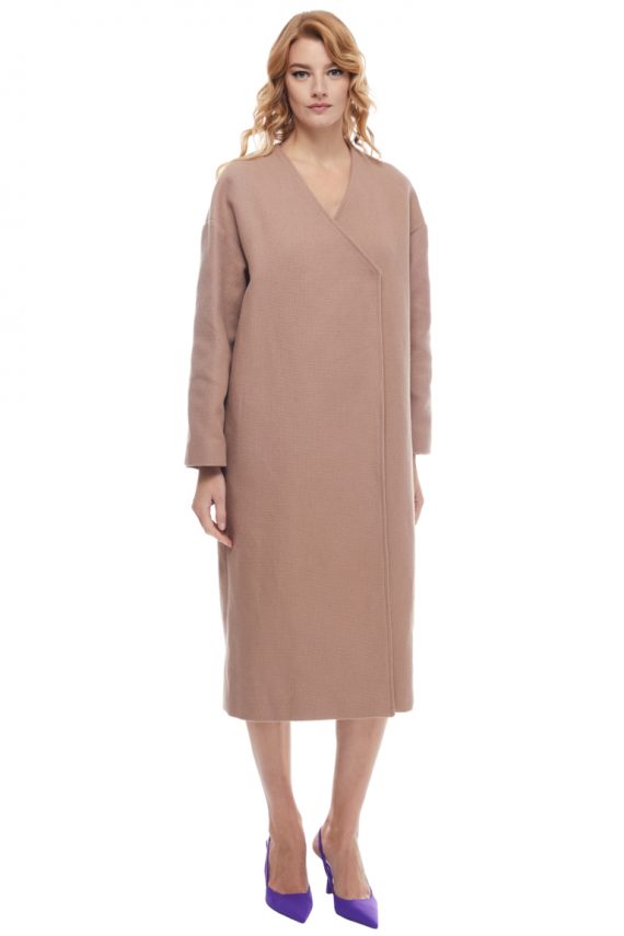 Martha Belted Linen Coat Front 1