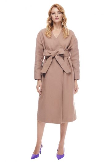 Martha Belted Linen Coat Front 2