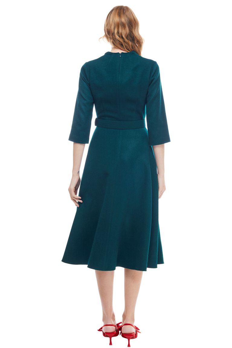 Meghan Belted Wool Dress Back