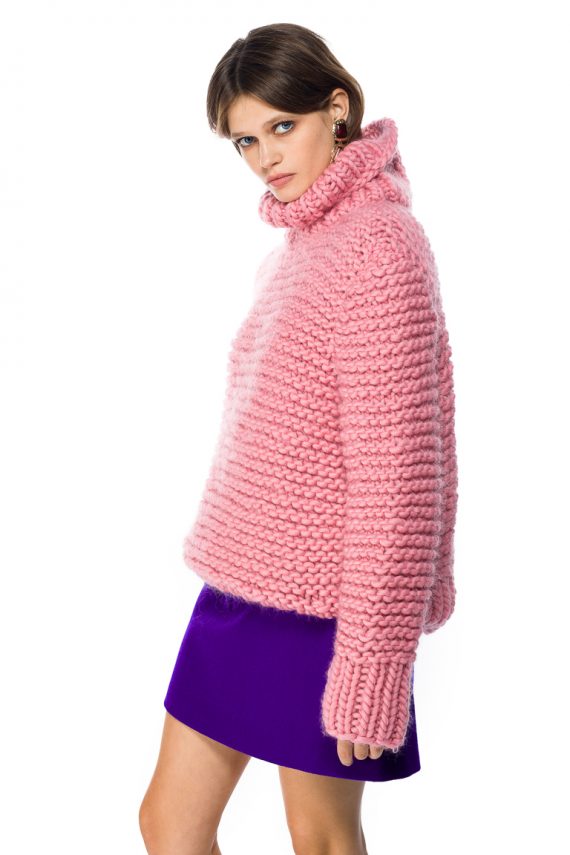 Oversized Turtleneck Wool Sweater - close up