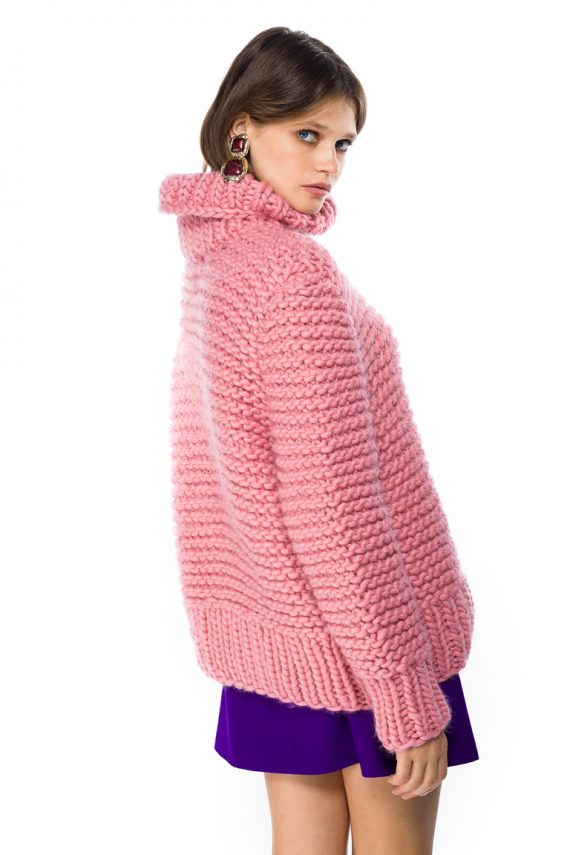 Oversized Turtleneck Wool Sweater - side back