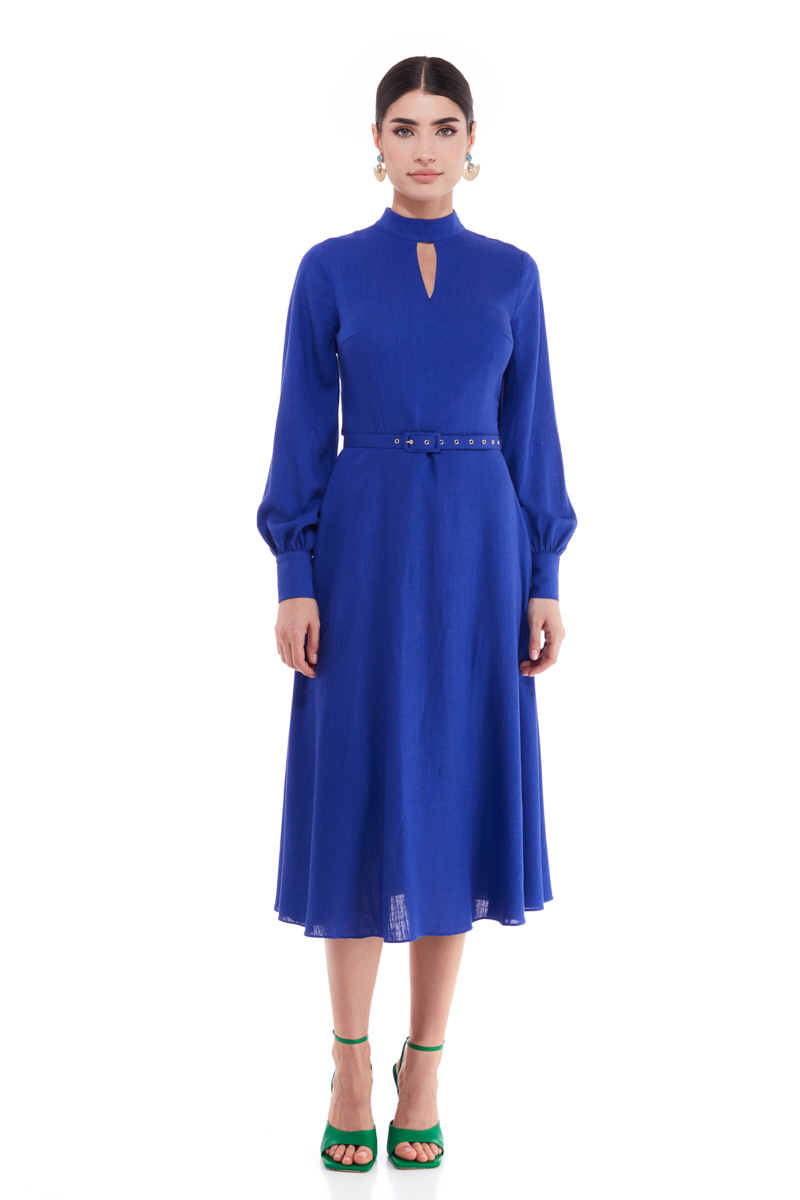 Periwinkle Puff Sleeve Midi Dress - chemistry-studio