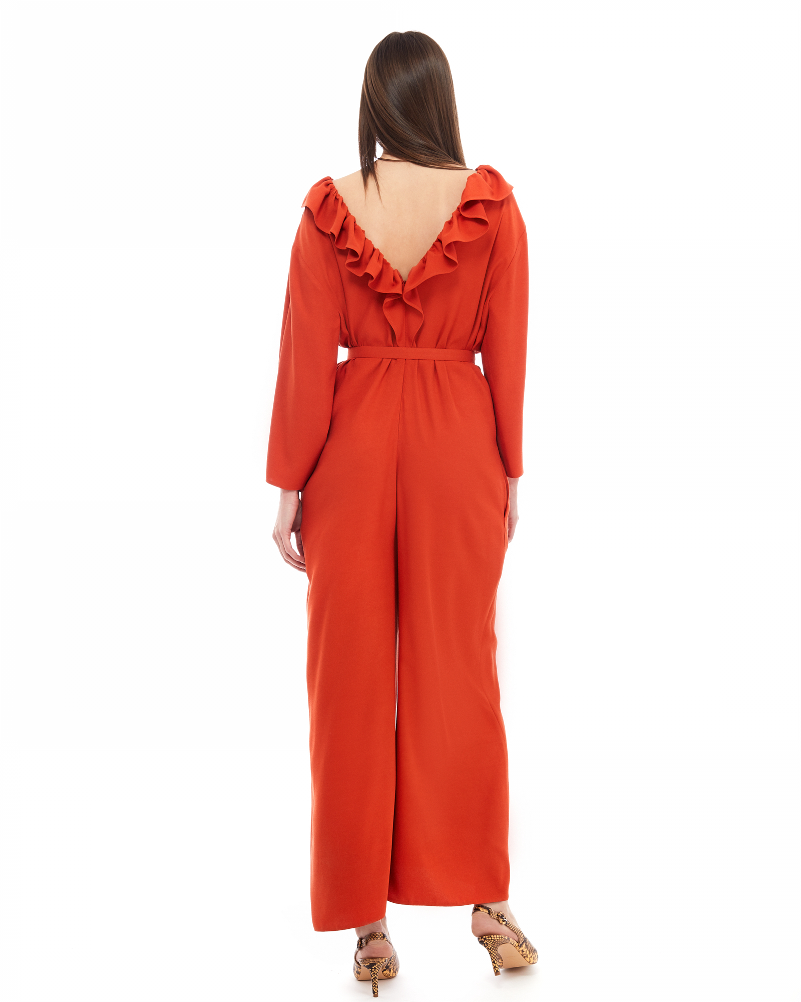 Ruffled Embellished Wide Leg Jumpsuit