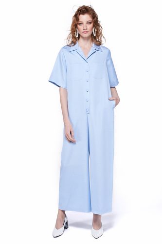 Viscose Silk Blend Shirt Jumpsuit