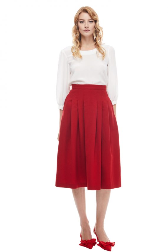 Ursula Pleated Wool Skirt American
