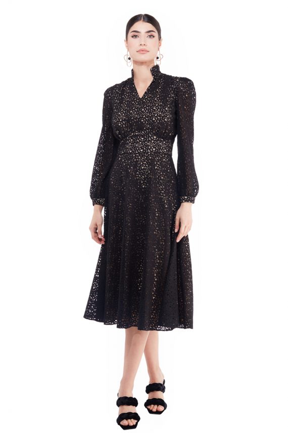 Victoriana Black Cotton Lace Dress