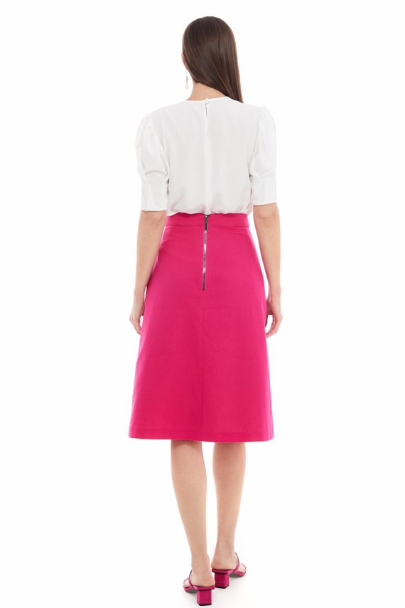 Zip Pocket Cotton Midi Skirt